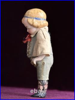 Antique German 4.25 Heubach Coquette Dollhouse All Bisque Miniature Doll