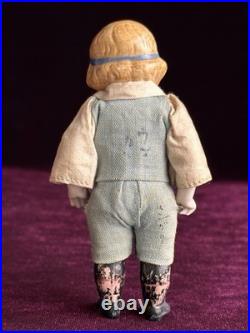 Antique German 4.25 Heubach Coquette Dollhouse All Bisque Miniature Doll