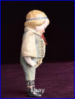 Antique German 4.25 Heubach Coquette Dollhouse All Bisque Miniature Doll