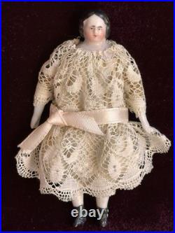 Antique German 4 Primitive Bisque Cloth Miniature Dollhouse China Doll