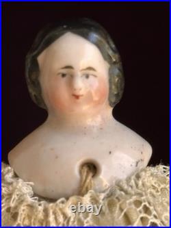 Antique German 4 Primitive Bisque Cloth Miniature Dollhouse China Doll