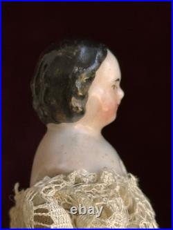 Antique German 4 Primitive Bisque Cloth Miniature Dollhouse China Doll