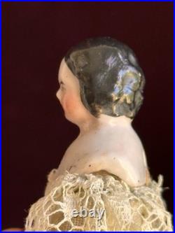 Antique German 4 Primitive Bisque Cloth Miniature Dollhouse China Doll
