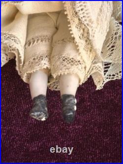 Antique German 4 Primitive Bisque Cloth Miniature Dollhouse China Doll