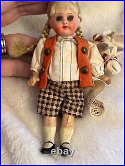 Antique German 5.25 Doll With All Original Dress Dollhouse Size Armand Marseille