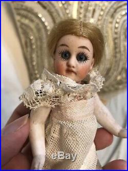Antique German 5.5 Gebruder Kuhnlenz 44/14 All Bisque Mignonette Doll Blonde
