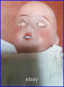 Antique German 7 Theodor Recknagel Bisque Head Doll & Wood Dollhouse