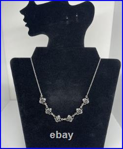 Antique German 800 Silver Garnet Collar Necklace 16-18 Vintage