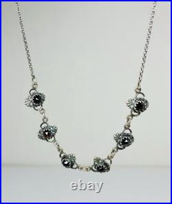 Antique German 800 Silver Garnet Collar Necklace 16-18 Vintage