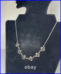 Antique German 800 Silver Garnet Collar Necklace 16-18 Vintage