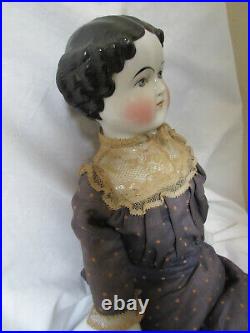 Antique German ABG Large China Head Doll in Original Costuming