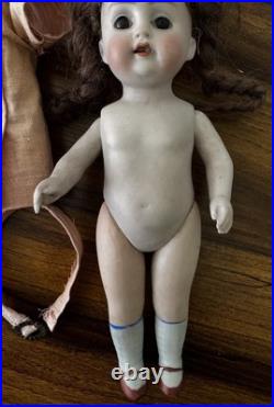 Antique German All Bisque Doll Glass Eyes Mold 150 Dress 7 IN Antique Doll Antique German All Bisque Doll Glass Eyes Mold 150 Dress 7 IN Antique Doll