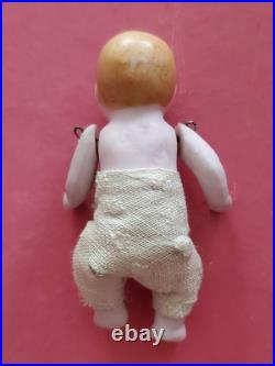 Antique German All Bisque Hertwig Pink Candy Baby Dollhouse Doll 2.5