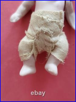 Antique German All Bisque Hertwig Pink Candy Baby Dollhouse Doll 2.5