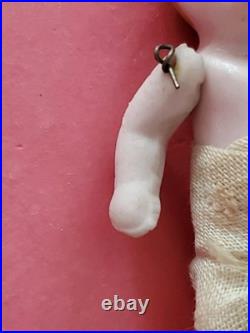 Antique German All Bisque Hertwig Pink Candy Baby Dollhouse Doll 2.5