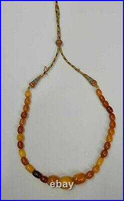 Antique German Amber Unique Beaded Necklace 18 Gr