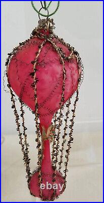 Antique German Angel Mercury Glass Hot Air Ballon Christmas Ornament Wire Wrap