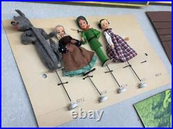 Antique German BAPS Rod Puppets Vintage Little Red Riding Hood Theater Dolls
