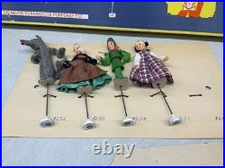 Antique German BAPS Rod Puppets Vintage Little Red Riding Hood Theater Dolls