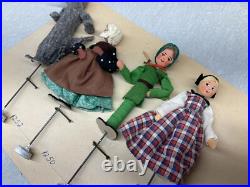 Antique German BAPS Rod Puppets Vintage Little Red Riding Hood Theater Dolls