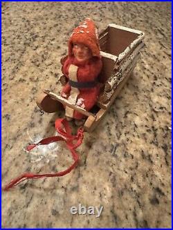 Antique German Belsnickel Santa Claus & Sleigh 5