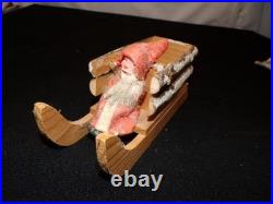 Antique German Belsnickel Santa Claus & Sleigh 7 Signed Germany Wooden sa246