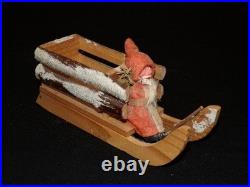 Antique German Belsnickel Santa Claus & Sleigh 7 Signed Germany Wooden sa246