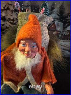 Antique German Belsnickel-Stamped in Sleigh withHorse staged Christmas Scene