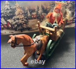 Antique German Belsnickel-Stamped in Sleigh withHorse staged Christmas Scene
