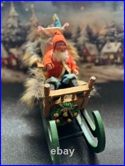 Antique German Belsnickel-Stamped in Sleigh withHorse staged Christmas Scene
