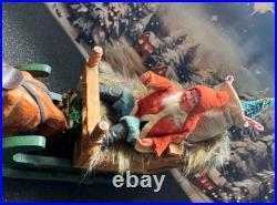 Antique German Belsnickel-Stamped in Sleigh withHorse staged Christmas Scene