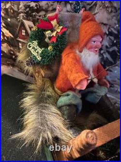 Antique German Belsnickel-Stamped in Sleigh withHorse staged Christmas Scene