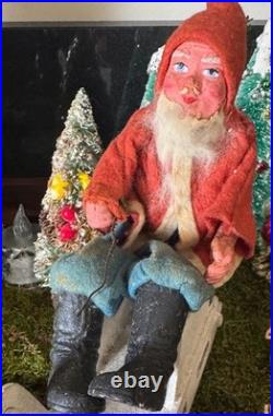 Antique German Belsnickel-Stamped in Sleigh withHorse staged Christmas Scene