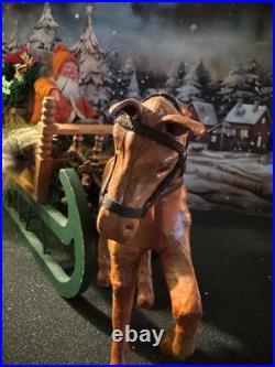 Antique German Belsnickel-Stamped in Sleigh withHorse staged Christmas Scene