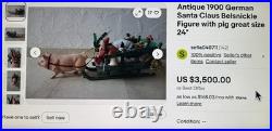 Antique German Belsnickel-Stamped in Sleigh withHorse staged Christmas Scene