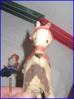 Antique German Belsnickle Santa Rides Felt Paper Mache/Composition Horse