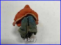 Antique German Belsnickle Sitting Santa Figure Clay Face & Hands Felt Suit