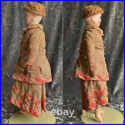 Antique German  Belton Type Solid Dome Bisque Shoulder Head Fashion Doll
