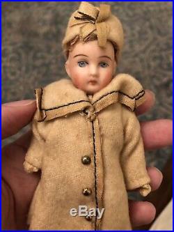 Antique German Bisque 5.5 Mignonette Size Snow Doll All Original Clothes