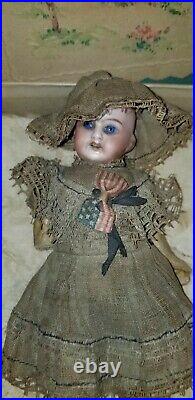 Antique German Bisque And Composition Miniature Dollhouse Doll Patriotic 6 1/4