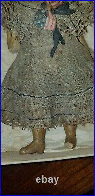 Antique German Bisque And Composition Miniature Dollhouse Doll Patriotic 6 1/4