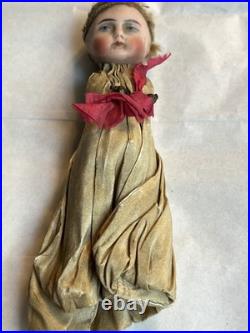 Antique German Bisque Doll 4.5 Tall Silk Dress #D