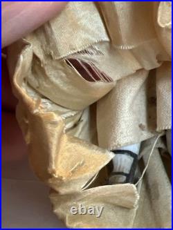Antique German Bisque Doll 4.5 Tall Silk Dress #D