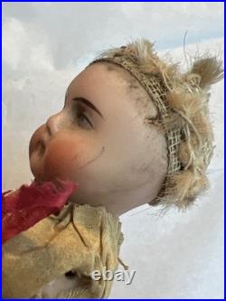 Antique German Bisque Doll 4.5 Tall Silk Dress #D Antique German Bisque Doll 4.5 Tall Silk Dress #D