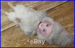Antique German Bisque Doll Baby Blue Eyes Teeth Snowbaby Falk Fur Costume RARE