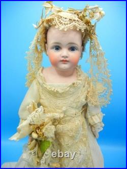 Antique German Bisque Doll Closed Mouth Shoulder Head #7 Gusset Kid Leather 18