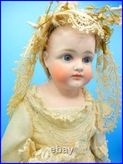 Antique German Bisque Doll Closed Mouth Shoulder Head #7 Gusset Kid Leather 18