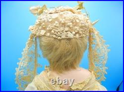 Antique German Bisque Doll Closed Mouth Shoulder Head #7 Gusset Kid Leather 18