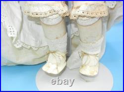 Antique German Bisque Doll Closed Mouth Shoulder Head #7 Gusset Kid Leather 18