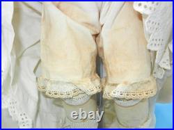 Antique German Bisque Doll Closed Mouth Shoulder Head #7 Gusset Kid Leather 18